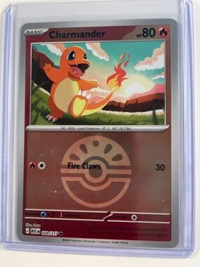 Pokemon Charmander Card - Orange, Red, Yellow, Green, Blue